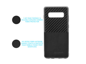BlackStuff Genuine Carbon Fiber and Silicone Lightweight Phone Case Compatible with Samsung Galaxy S10 Plus BS-2010