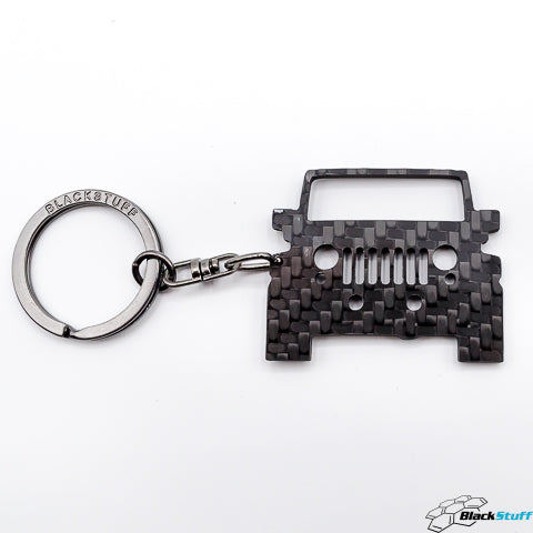 BlackStuff Carbon Fiber Keychain Keyring Ring Holder Compatible with Wrangler JK 2006-2018 BS-621