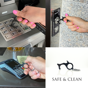 BlackStuff Carbon Fiber Contactless Door Hook Opener/Closer, Dolphin Magic Touch Tool ATM&POS Clean Presser, Bottle Opener, One Finger Grip