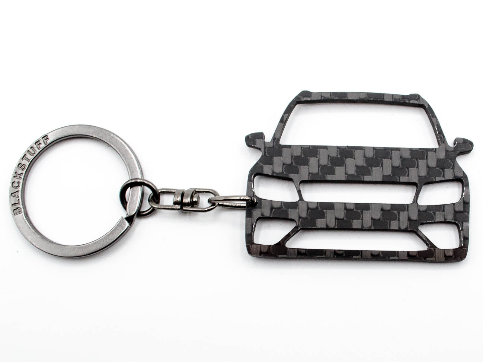 BlackStuff Carbon Fiber Keychain Keyring Ring Holder Compatible with Tiguan 2016 BS-855