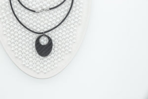 Circle Mask Carbon Fiber Pendant and Leather Necklace by Sigil SG-102