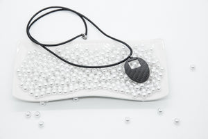 Square Mask Carbon Fiber Pendant and Leather Necklace by Sigil SG-106