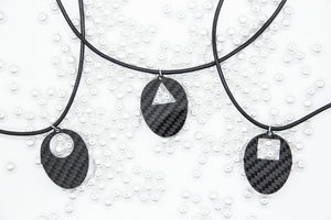 Square Mask Carbon Fiber Pendant and Leather Necklace by Sigil SG-106