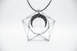 Half Moon Carbon Fiber Pendant and Leather Necklace by Sigil SG-107