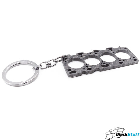 BlackStuff Carbon Fiber Keychain Keyring Ring Holder Head Gasket Compatible with Evo 4G63 HG-104