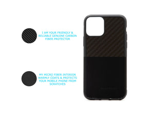 BlackStuff Genuine Carbon Fiber and Silicone Lightweight Phone Case Compatible with Iphone 11 Pro BS-2021