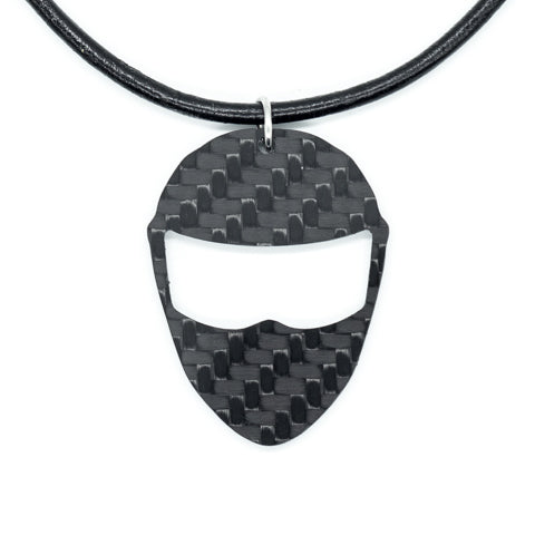 Race Helmet Carbon Fiber Pendant and Leather Necklace by Sigil SG-127