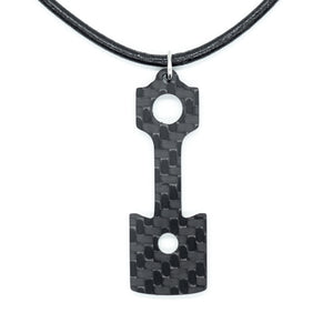 Piston Head Carbon Fiber Pendant and Leather Necklace by Sigil SG-125