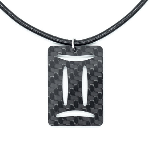 Gemini Zodiac Carbon Fiber Pendant and Leather Necklace by Sigil SG-114