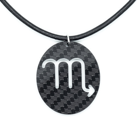 Scorpio Zodiac Carbon Fiber Pendant and Leather Necklace by Sigil SG-119