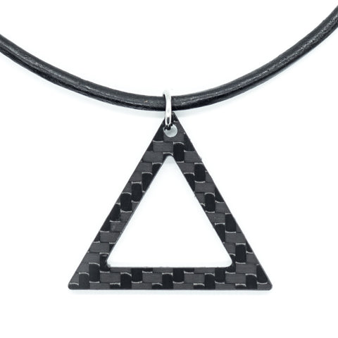 Triangle Carbon Fiber Pendant and Leather Necklace by Sigil SG-103
