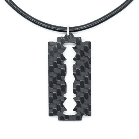 Blade Carbon Fiber Pendant and Leather Necklace by Sigil SG-109