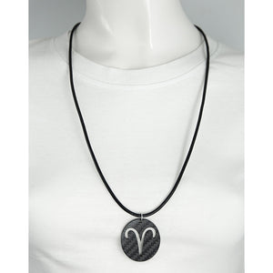 Libra Zodiac Carbon Fiber Pendant and Leather Necklace by Sigil SG-118