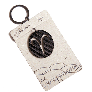 BlackStuff Carbon Fiber Keychain Keyring Ring Holder Zodiac Aries BS-401