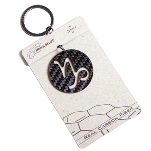 BlackStuff Carbon Fiber Keychain Keyring Ring Holder Zodiac Capricorn BS-410