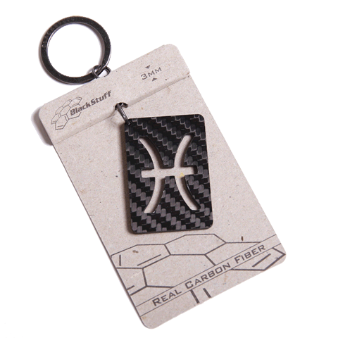 BlackStuff Carbon Fiber Keychain Keyring Ring Holder Zodiac Pisces BS-412