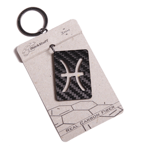BlackStuff Carbon Fiber Keychain Keyring Ring Holder Zodiac Pisces BS-412