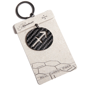BlackStuff Carbon Fiber Keychain Keyring Ring Holder Zodiac Sagitarius BS-409