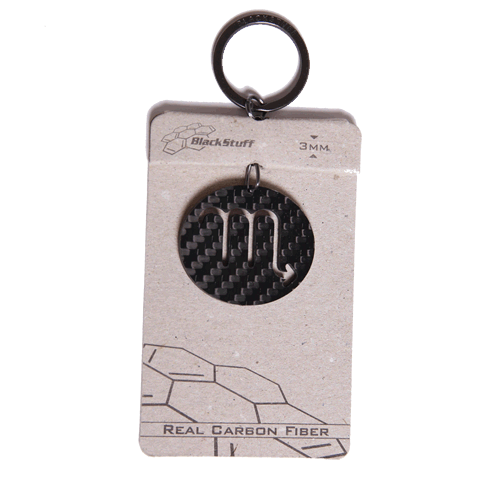 BlackStuff Carbon Fiber Keychain Keyring Ring Holder Zodiac Scorpio BS-408