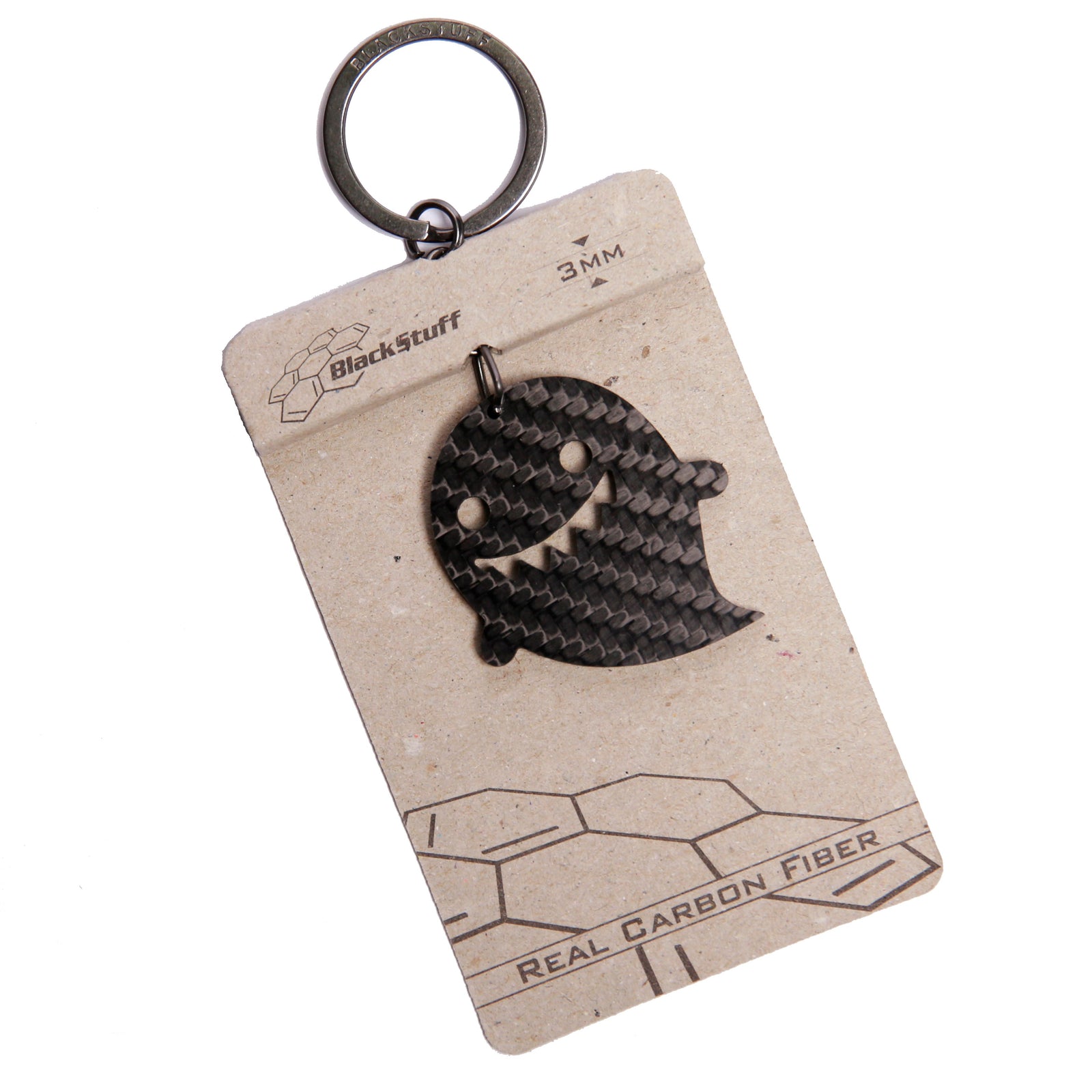 BlackStuff Carbon Fiber Keychain Keyring Ring Holder Funny Gihost