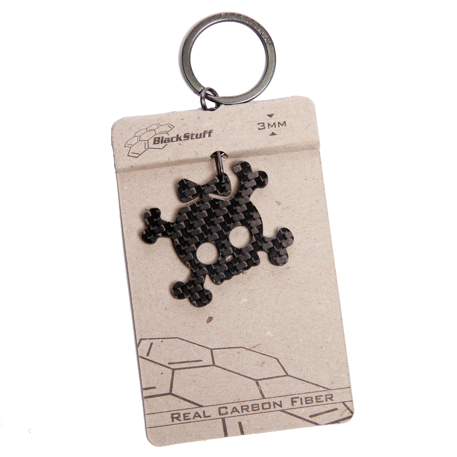 BlackStuff Carbon Fiber Keychain Keyring Ring Holder Funny Girl Skull