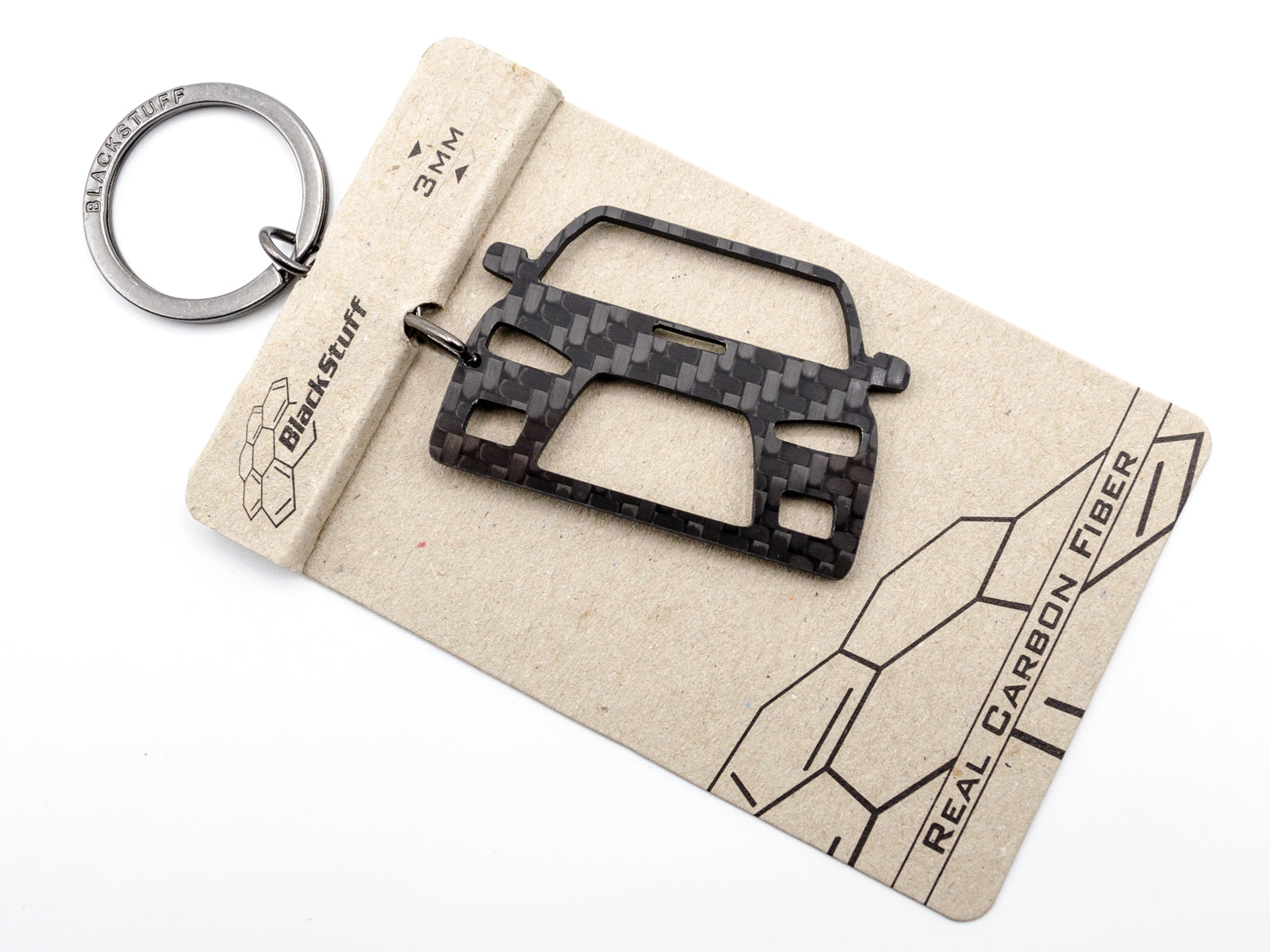 BlackStuff Carbon Fiber Keychain Keyring Ring Holder Compatible with Lancer Evo 10 BS-103