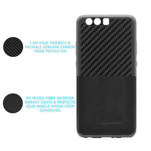 BlackStuff Genuine Carbon Fiber and Silicone Lightweight Phone Case Compatible with Huawei P10 Plus BS-2019