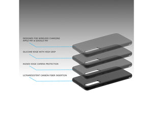 Custodia per telefono leggera in vera fibra di carbonio e silicone BlackStuff compatibile con Huawei P30 BS-2013