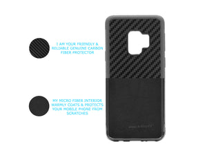 BlackStuff Genuine Carbon Fiber and Silicone Lightweight Phone Case Compatible with Samsung Galaxy S9 BS-2008