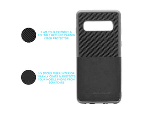 BlackStuff Genuine Carbon Fiber and Silicone Lightweight Phone Case Compatible with Samsung Galaxy S10 BS-2007