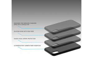 Custodia per telefono leggera in vera fibra di carbonio e silicone BlackStuff compatibile con Iphone X/XS BS-2000