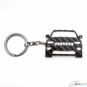 BlackStuff Carbon Fiber Keychain Keyring Ring Holder Compatible with Grand Cherokee 2014-2019 BS-620