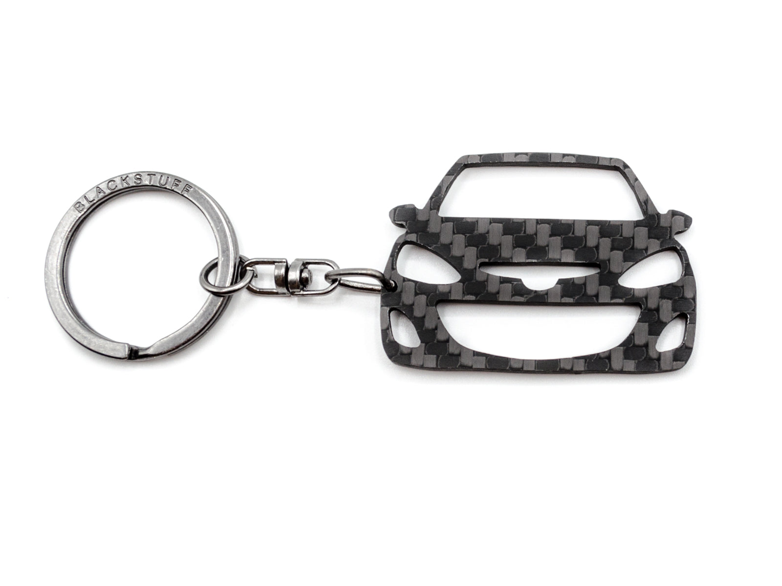 BlackStuff Carbon Fiber Keychain Keyring Ring Holder Compatible with Mazda 2 2007-2014 BS-757