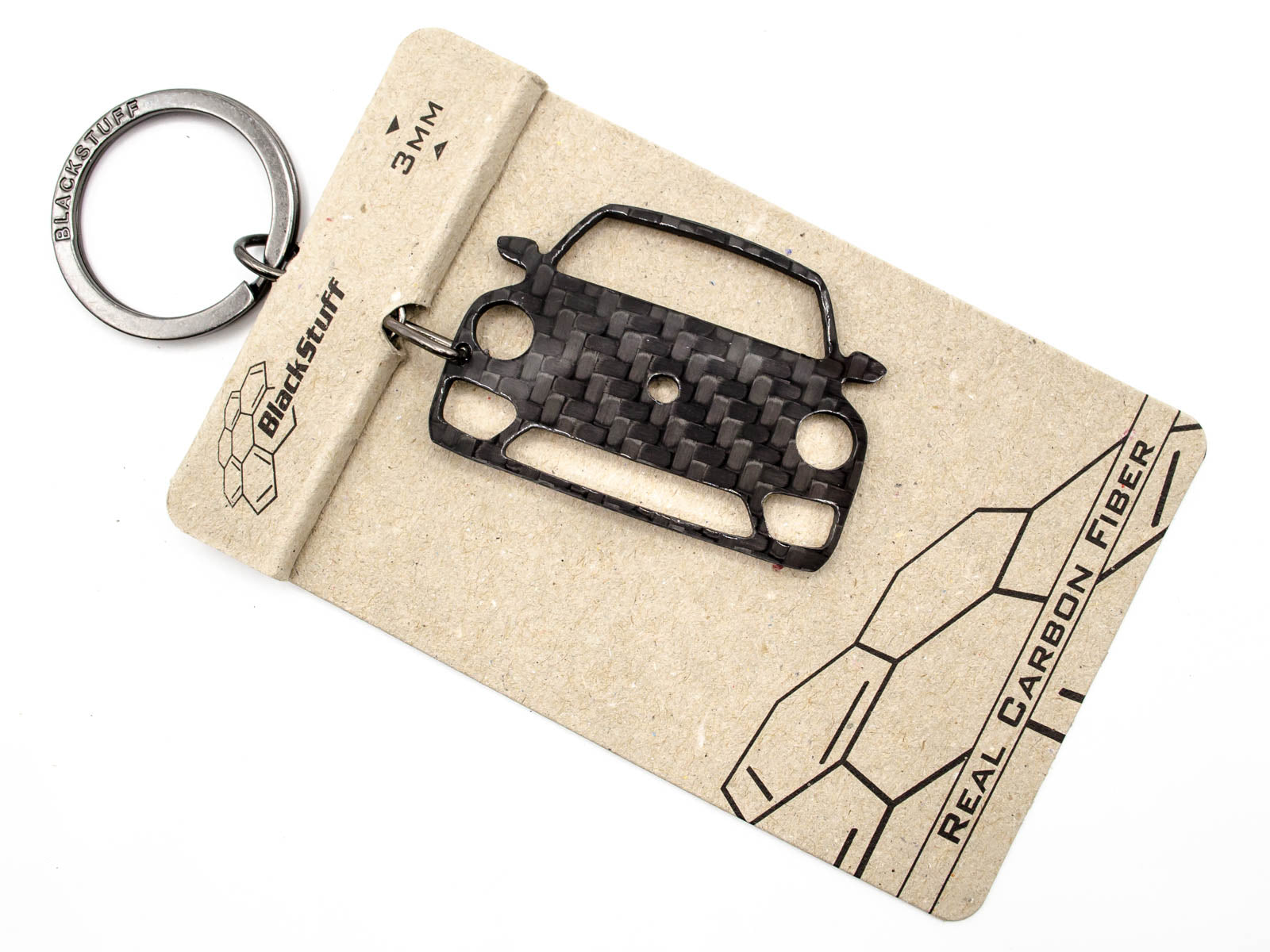 BlackStuff Carbon Fiber Keychain Keyring Ring Holder Compatible with Beetle A5 2012 BS-854