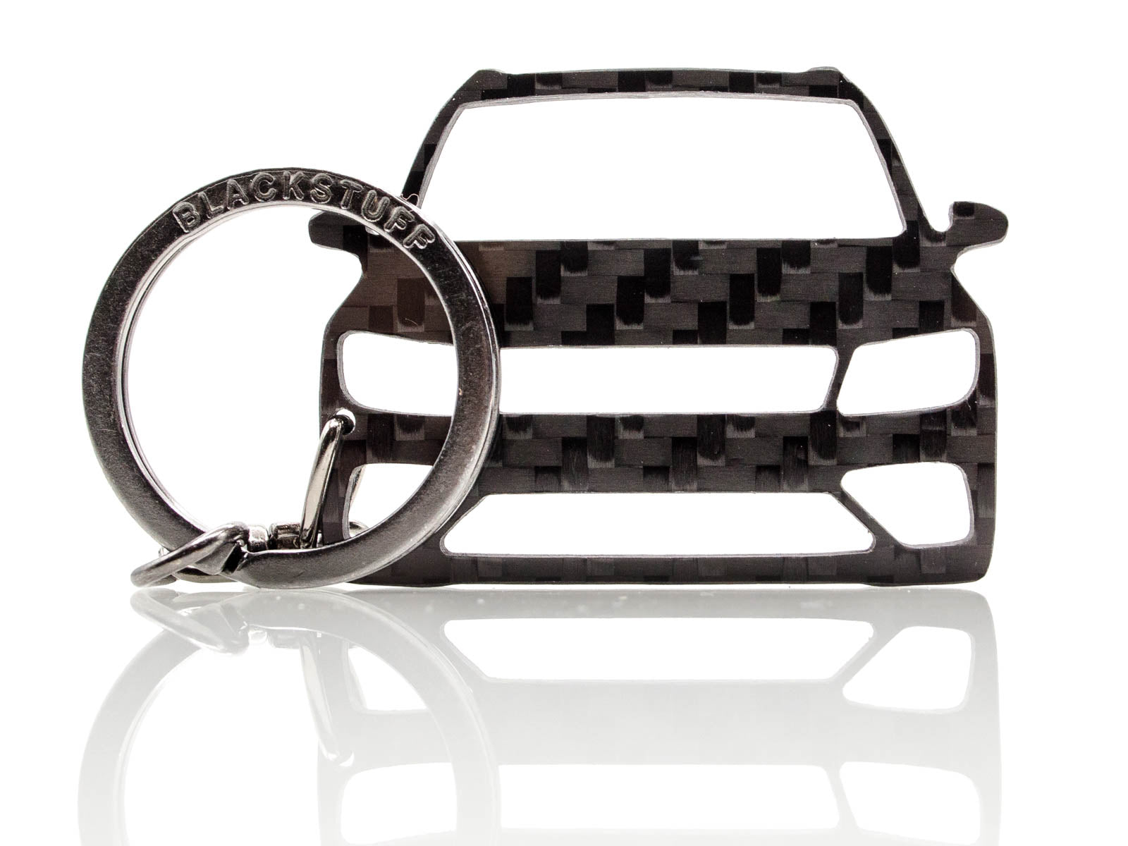 BlackStuff Carbon Fiber Keychain Keyring Ring Holder Compatible with Tiguan 2016 BS-855