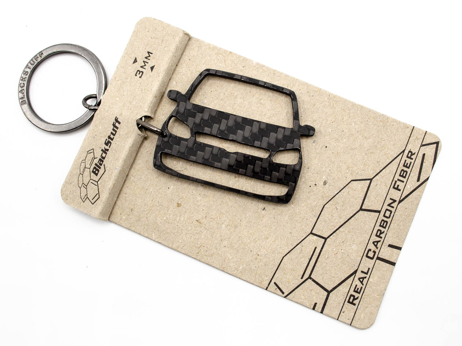 BlackStuff Carbon Fiber Keychain Keyring Ring Holder Compatible with Touran Caddy 2010-2015 BS-857