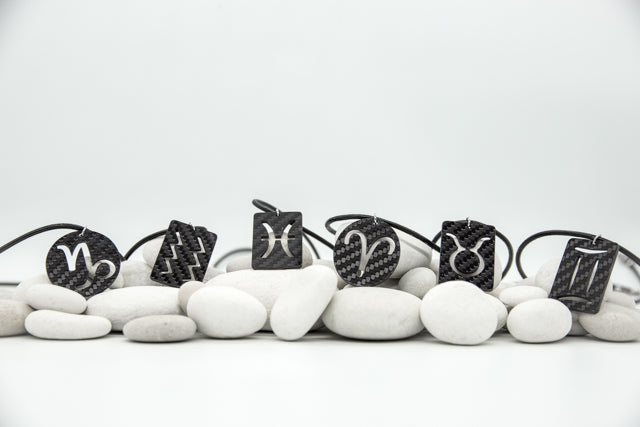 Virgo Zodiac Carbon Fiber Pendant and Leather Necklace by Sigil SG-117