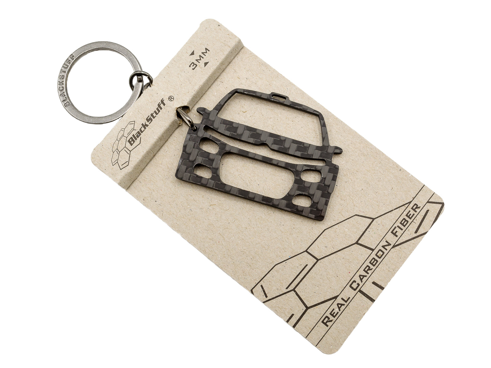 BlackStuff Carbon Fiber Keychain Keyring Ring Holder Compatible with C3 R5 2018 BS-889