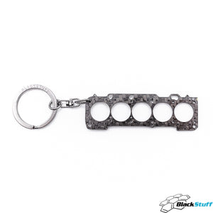 BlackStuff Carbon Fiber Keychain Keyring Ring Holder Head Gasket Compatible with VAG 20V Turbo Cylinder HG-101