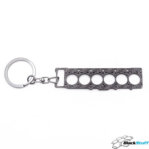 BlackStuff Carbon Fiber Keychain Keyring Ring Holder Head Gasket Compatible with E46 M3 S54 6 Cylinder HG-102