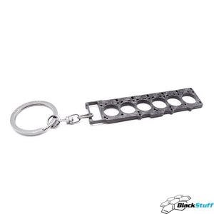 BlackStuff Kohlefaser Schlüsselanhänger Schlüsselanhänger Halter Kopfdichtung Kompatibel mit E46 M3 S54 6 Zylinder HG-102