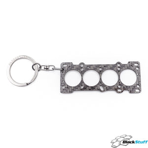 BlackStuff Carbon Fiber Keychain Keyring Ring Holder Head Gasket Compatible with MX5 Miata HG-105