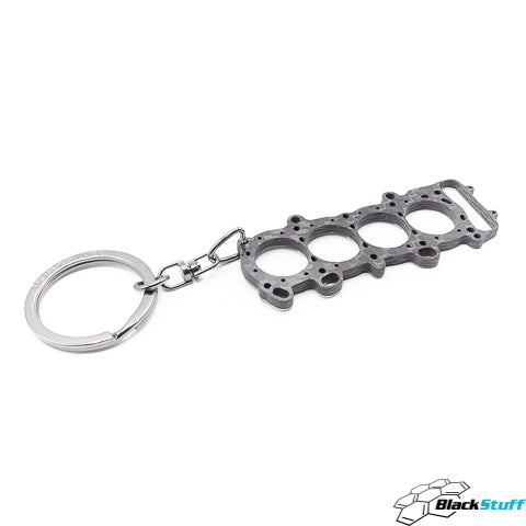 BlackStuff Carbon Fiber Keychain Keyring Ring Holder Head Gasket Compatible with VTec HG-107