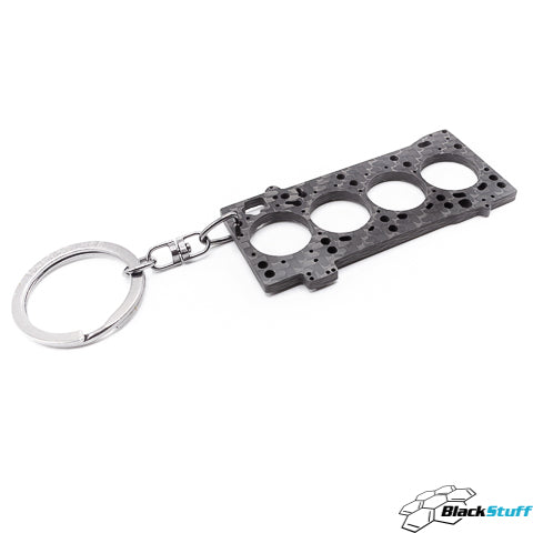 BlackStuff Carbon Fiber Keychain Keyring Ring Holder Head Gasket Compatible with VAG 2.0 TDI HG-108