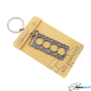 BlackStuff Carbon Fiber Keychain Keyring Ring Holder Head Gasket Compatible with VAG EA888 HG-109