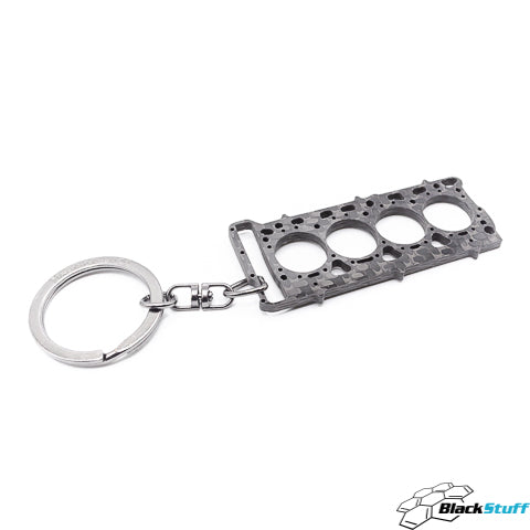 BlackStuff Carbon Fiber Keychain Keyring Ring Holder Head Gasket Compatible with VAG EA888 HG-109