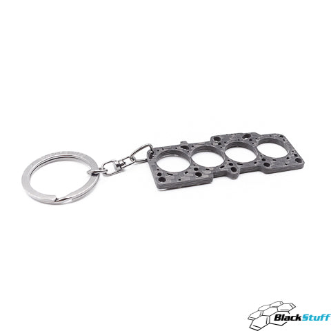 BlackStuff Carbon Fiber Keychain Keyring Ring Holder Head Gasket Compatible with VAG 1.8T HG-110