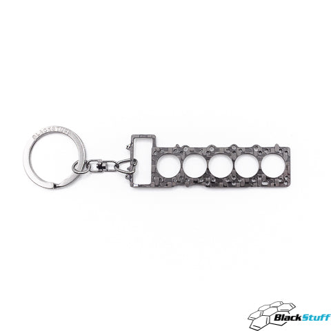 BlackStuff Carbon Fiber Keychain Keyring Ring Holder Head Gasket Compatible with VAG R5 TDI HG-111