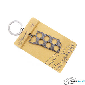 BlackStuff Carbon Fiber Keychain Keyring Ring Holder Head Gasket Compatible with VAG VR6 HG-112