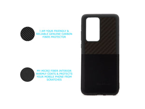 BlackStuff Genuine Carbon Fiber and Silicone Lightweight Phone Case Compatible with Huawei P40 Pro BS-2025